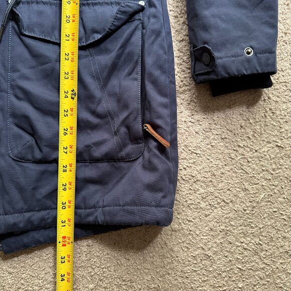 Columbia Jacket Mens Medium Full Zip Hood Flannel Lined Dark Grey Blue - Picture 10 of 11